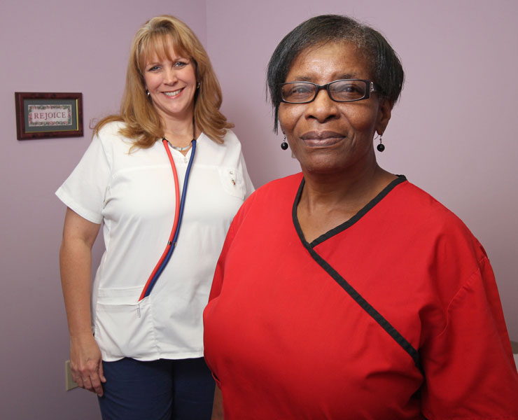 Two medical people in a clinic